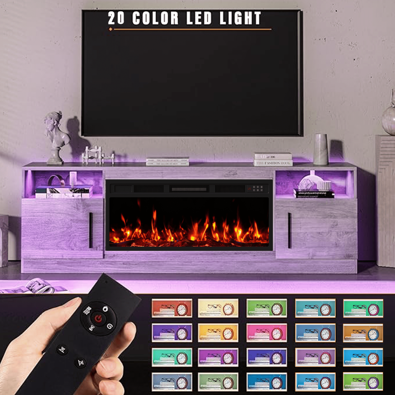 Waleaf Fireplace TV Stand with 36" Electric Fireplace