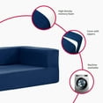 thumbnail image 3 of MUZZ Folding Sofa Bed with 3 Ottomans, 80''W Velvet Upholstered Sofa Couch, Multifunctional Sleeper Floor Bed for Bedroom/Living Room(Blue), 3 of 5