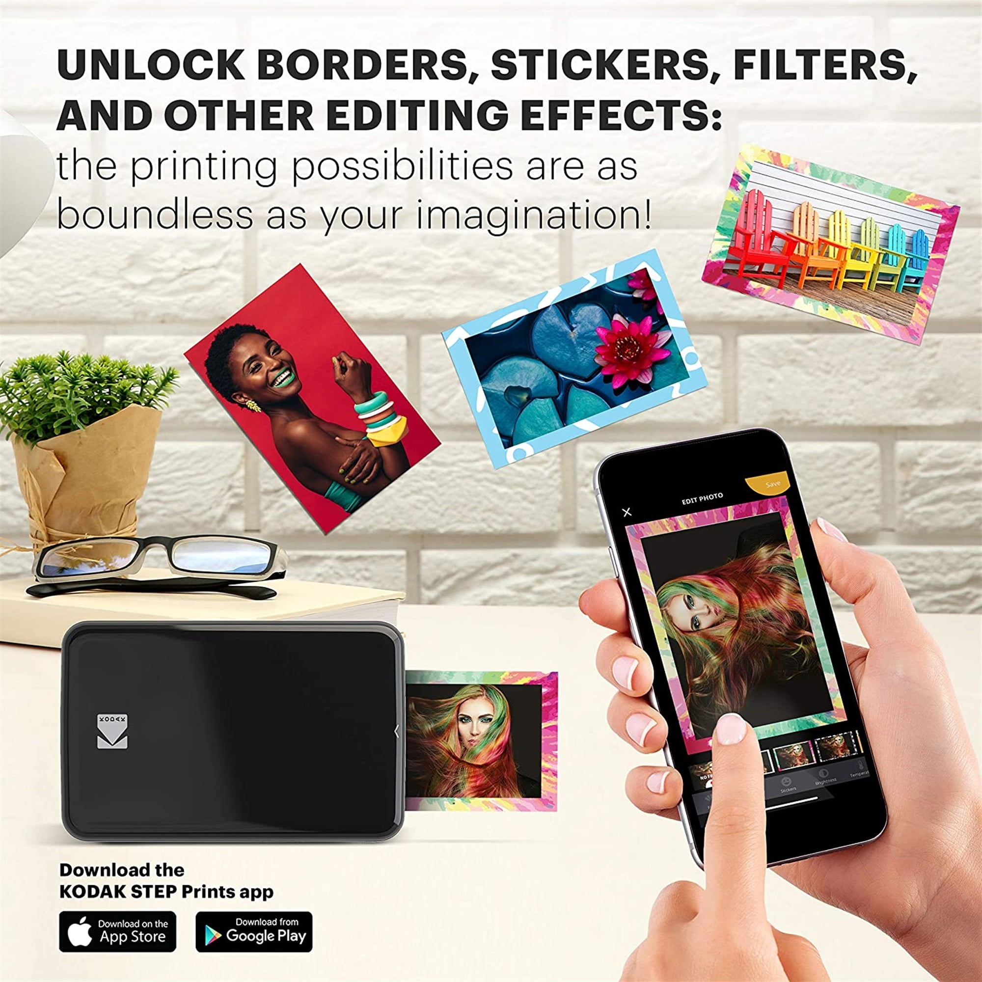 Kodak Step Instant Smartphone Photo Printer with ZINK Zero Ink, Bluetooth, Includes 75 Sheets
