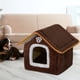 thumbnail image 1 of Casa para gatos con nido para gatos, cama para gatos con cojín interior de otoño e invierno, cama cueva para tienda de mascotas para caniche, chihuahu marrón y s, 1 of 8