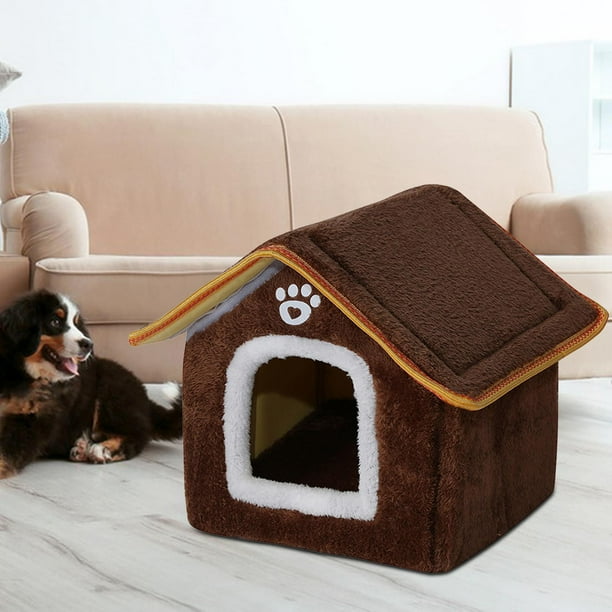 Casa para gatos con nido para gatos, cama para gatos con cojín interior de otoño e invierno, cama cueva para tienda de mascotas para caniche, chihuahu marrón y s