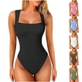 thumbnail image 4 of ZQUUVOU Bodysuit for Women Scoop Neck Sleeveless Tank Top Bodysuits Thong Seamless Sleeveless Basic Leotards Body Shaper Coffee, 4 of 4