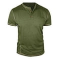 thumbnail image 2 of Kakii Mens Henley Short Sleeve T-Shirt Cotton Maverick Shirt, 2 of 4