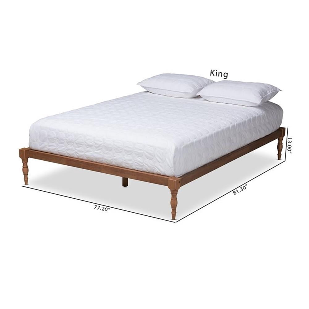 Baxton Studio Iseline Platform Wood Bed Frame, Walnut, King