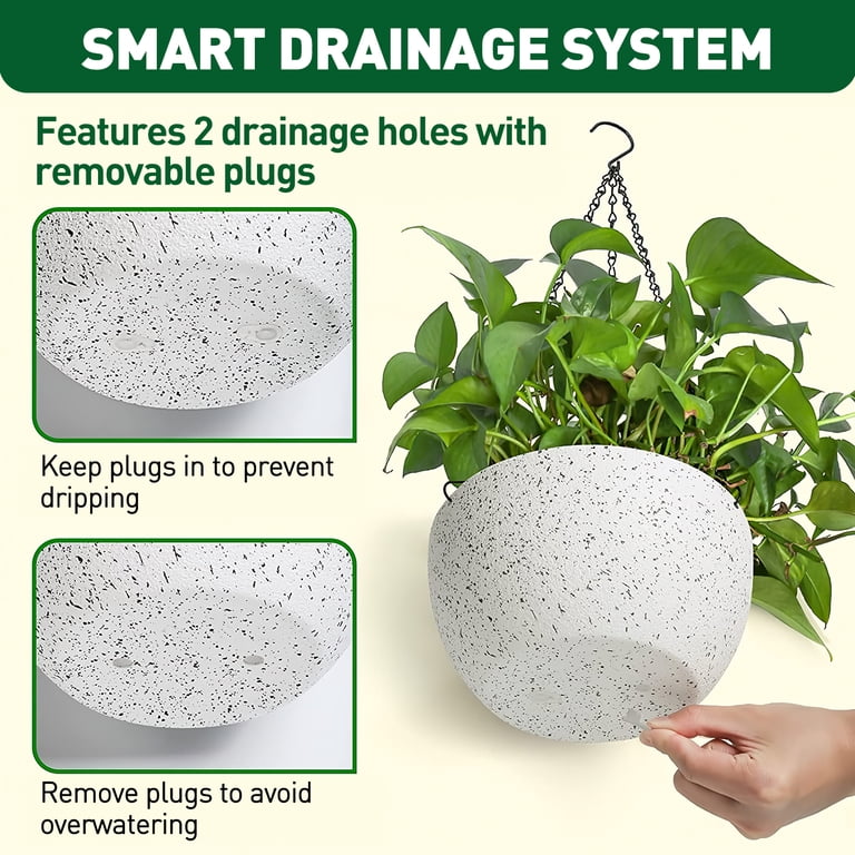 2-Pack Hanging Planters with Chains, 9 Inch photo 2