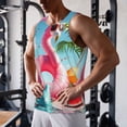 thumbnail image 5 of Pofeuu Tropical Flamingo Pool Float Print Men's Workout Tank Tops Sleeveless Muscle Gym Shirt Quick Dry-4X-Large, 5 of 7