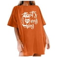 thumbnail image 1 of TSADFHJI Ladies Tops for Fall Dressy Ladies Football Season Printed T Shirt Top L Orange, 1 of 4