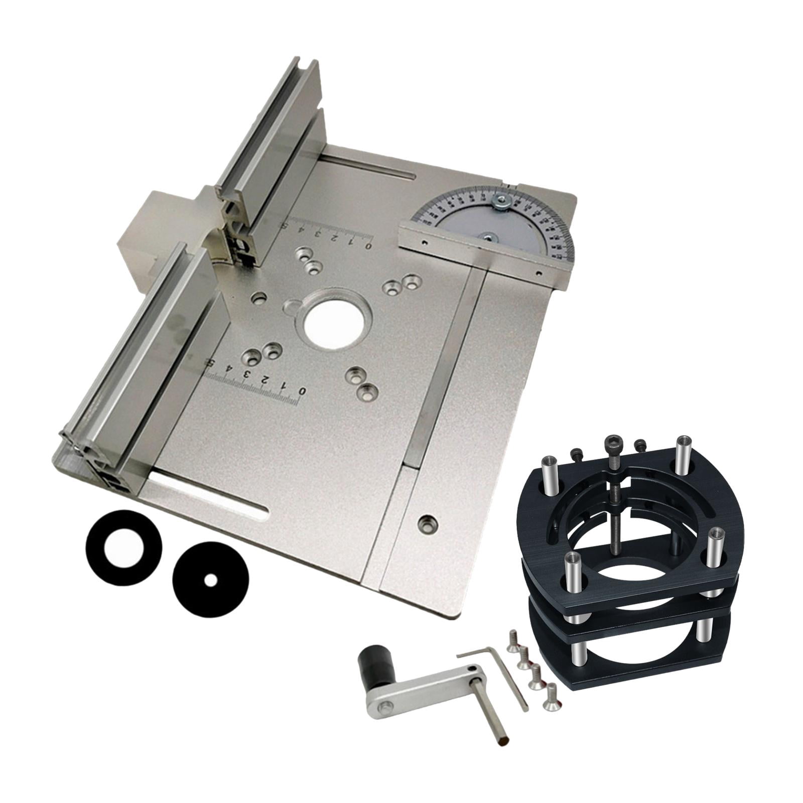 Router Lift and Plate Set Fit 64-66mm Trimming Machine Woodworking DIY for Wood Router Working Benches Durable Plate