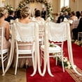 thumbnail image 6 of 2 Pcs Sweetheart Table Chair Decor 17.72 x 13 Inch Set of 2 for Reception Photos, Personalized Just Married Lace Wedding Signs, Custom Sheer Mr and Mrs Chair Cover for Bride and Groom Ceremony, White, 6 of 7
