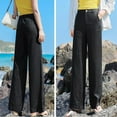 thumbnail image 6 of Black Linen Pants Womens Casual High Waisted Wide Leg Pants Button Up Straight Leg Trousers Womens Trousers, 6 of 6