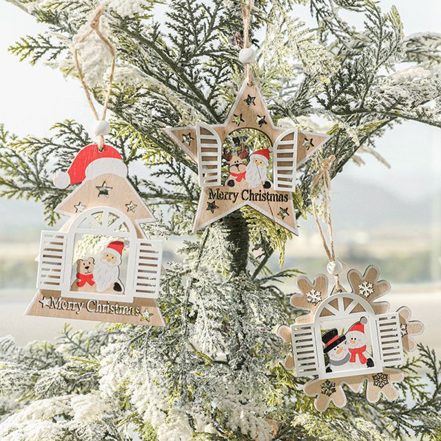 Ganfancp Decoraciones Navideñas Colgantes Árbol de Navidad Colgantes Papá Noel de Madera Pintada Ofertas Del Día Sólo En Línea 1* Colgante