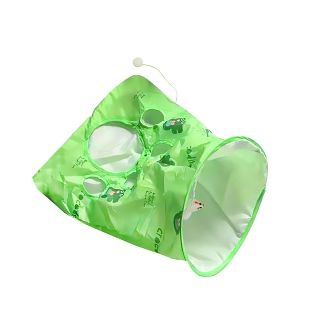 Túnel interior para gatos, bolsa de tubo para mascotas, juguete plegable para gatos, juguete rompecabezas para gatos, para esconderse y entrenar Verde