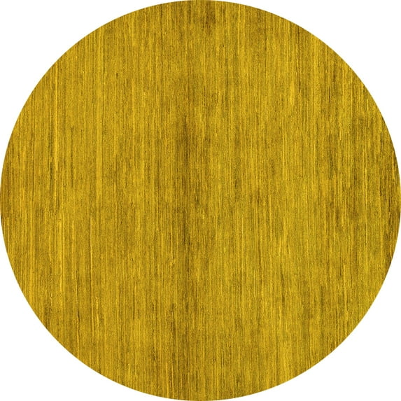 Ahgly Company Machine Washable Indoor Round Abstract Yellow Modern Area Rugs, 5' Round