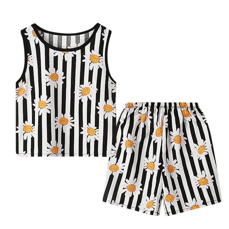 

New Born Clothes for Girls Set 6-12 Month Girl Clothes Toddlers Kids Girls Boys Fashional Floral 3D Prints Sleeveless Vest Top Short Pants 2pcs Girls Outfits Set Cute Baby Girl Clothe