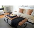 thumbnail image 2 of HomePop Draper 58" Large Ottoman with Button Tufting, Light Brown Faux Leather, 2 of 16