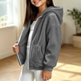 thumbnail image 3 of Girls Fleece Hooded Jacket Loose Fit Long Sleeve Coats With Pocket Teen Warm Winter Outerwear Clothes 5-15 Years, 3 of 5