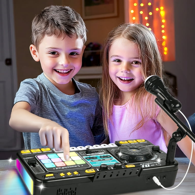 Hot Bee DJ Mixer for Kids with Microphone&Bluetooth, Light up DJ