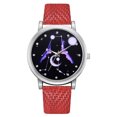 thumbnail image 1 of Reloj de cuarzo de aleación informal de moda para mujer, reloj de pulsera con banda de PU, relojes para niñas (rojo), 1 of 1