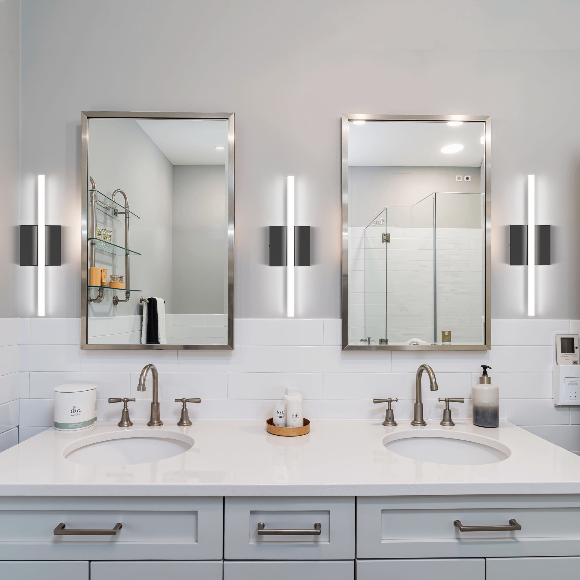 YANSUN Modern LED Vanity Light Bar Acrylic Black Bathroom Wall Lights Fixtures, 15.9 in 15W Bath Lighting Over Mirror for Bathroom Kitchen Bedroom Cool White 6000K