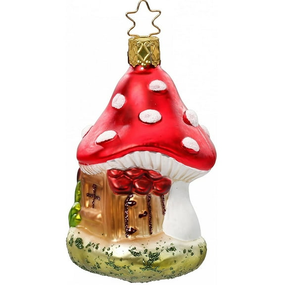 Inge Glas Shroom Haus Mushroom House German Glass Christmas Ornament FREE BOX