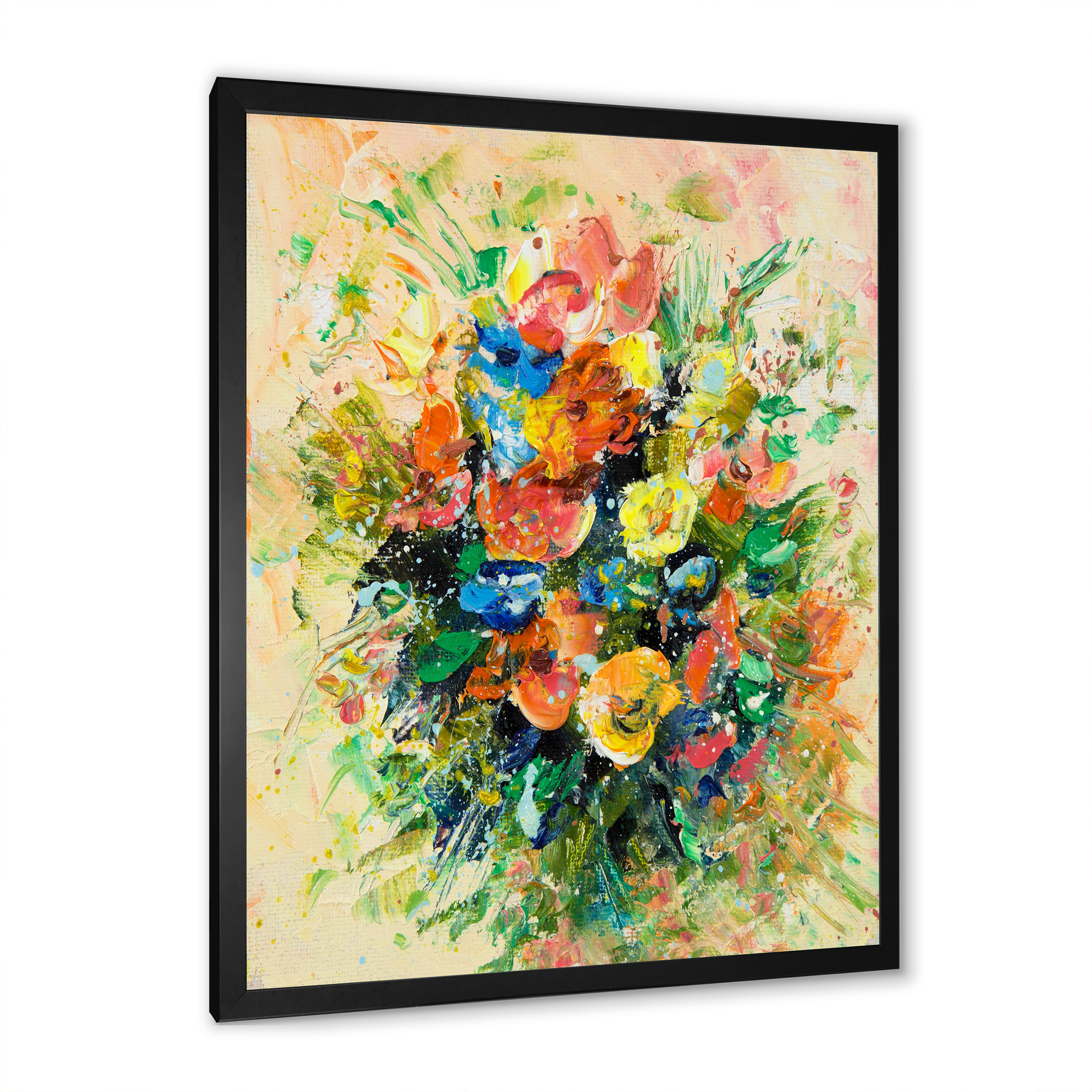 Designart 'Ancient Fresh Flowers Bouquet Of Wildflowers' Traditional Framed Art Print