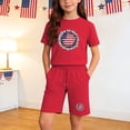 thumbnail image 2 of CHUMUD Boys 4th of July Shorts Sets 2 Piece Sunflower Graphic T-Shirt & Pull on Elastic Shorts Red White Blue Tees Stars Stripes Shirts Kids American Flag Clothes 4-13 Years, 2 of 9