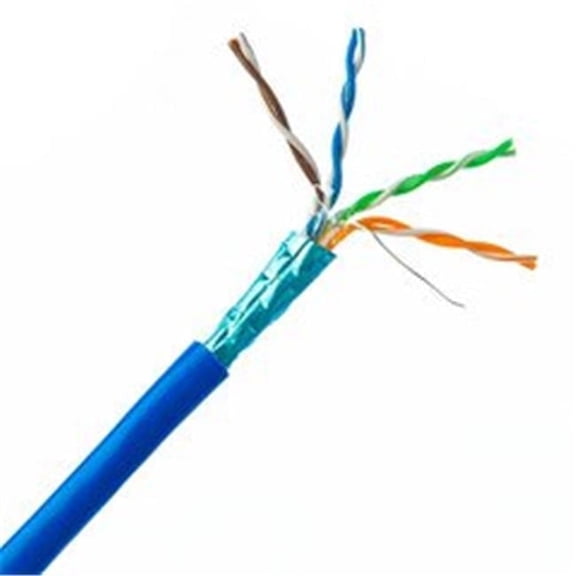 CableWholesale 14X6-561NH 1000 ft. CMP, 500 Mhz, 23 AWG, Spool Plenum Shielded Cat6a Bulk Ethernet Cable - Solid - Blue