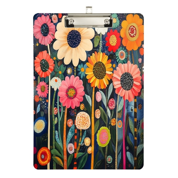 FORMRS Acrylic Clipboard with Low Profile Clip Standard A4 Letter Size, 12.5" x 9", Large Colorful Flowers