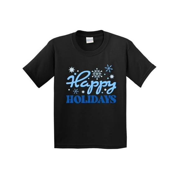 Inktastic Happy Holidays Blue Snowflakes Youth T-Shirt