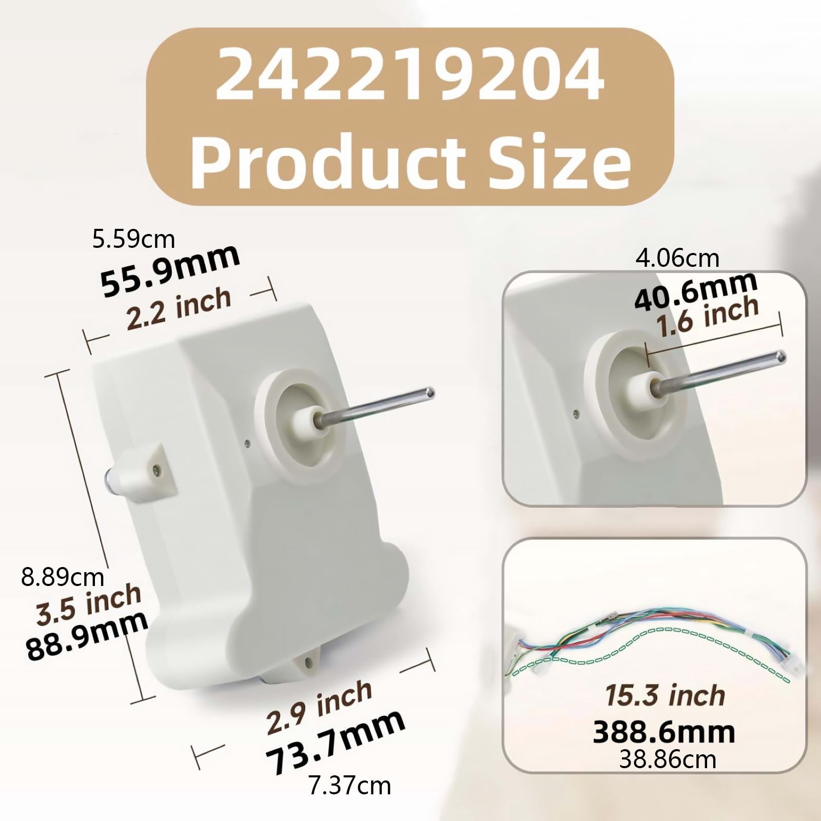242219204 Refrigerator Evaporator Fan Motor Replace Assembly for Kenmore 115V TAPDRA Spare Part