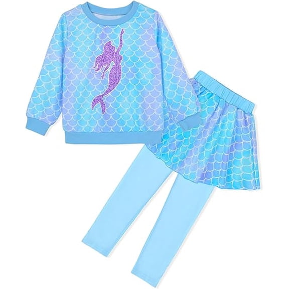 Sylfairy Toddler Kid Girl Clothing Set Outfit Long Sleeve Top, Unicorn Print Pantskirts Fall Winter Outfit Set