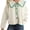green, variant on Women Fleece Cropped Jacket, Peter‑Pan Collar Bow Tie Button‑Front Long Sleeve Coat