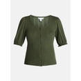 thumbnail image 6 of Time and Tru Women's Pointelle Top with Short Sleeves, Sizes XS-XXXL, 6 of 6