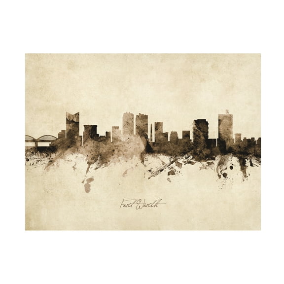 Michael Tompsett 'Fort Worth Texas Skyline Vintage' Canvas Art