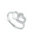 thumbnail image 4 of Double Heart Love White Cubic Zirconia Promise Ring .925 Sterling Silver Band Jewelry Female Size 10, 4 of 4