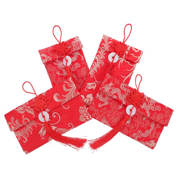 BESTYASH 4Ud Sobres De Tela Con Fácil Para Regalos Y En Año Nuevo Chino