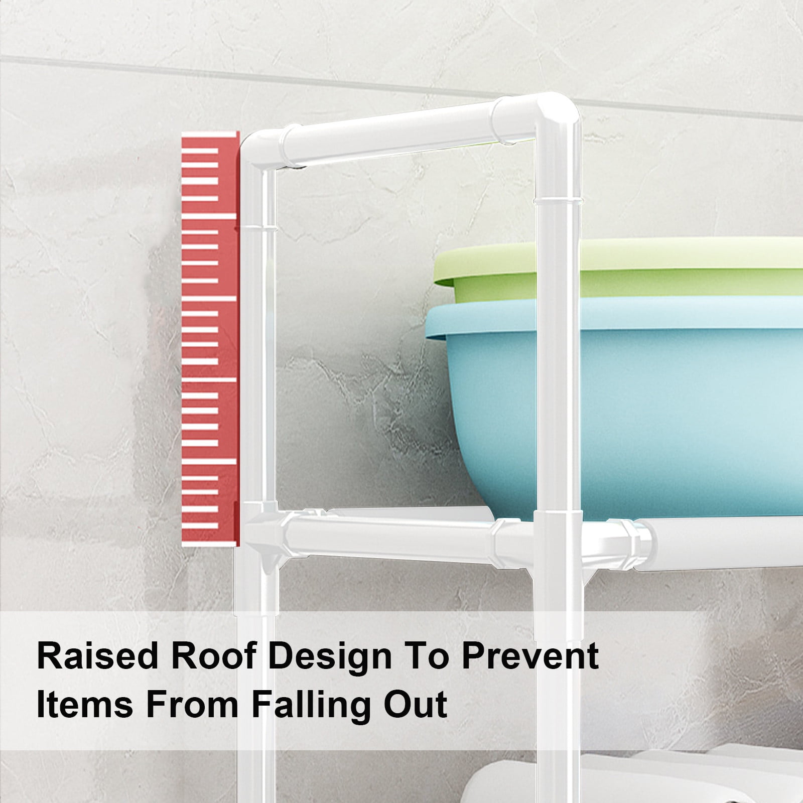 Tgbvmt 2-Layer Stainless Steel Storage Rack Above Toilet 50 In Space Saving Organizer For Shampoo Towels Hair Dryers Detergents Washing Machine Balcony Home Bath Decor Storage Racks