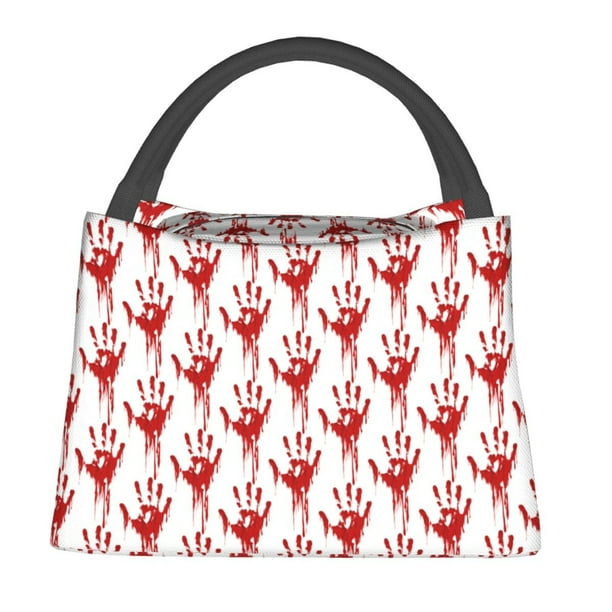 Easygdp Red Bloody Scary Hands Bolsa de Almuerzo Insulada Reutilizable, Bolsa de Mano y Bandolera para Oficina, Trabajo, Viajes