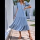 thumbnail image 5 of Vestido Informal de Verano para Mujer, con Volantes, Corta, Cuello en V, Botones, Estilo Bohemio, para Playa, Corte en A, Fluido, con Azul M, 5 of 10