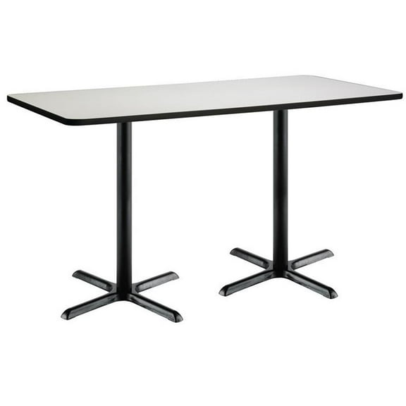KFI Studios Mode 3' x 6' Bistro Table, Crisp Linen, Black Base