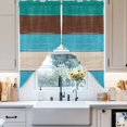 thumbnail image 2 of Swag Curtain Valances Teal Blue Brown Wood Grain Swag Valances for Kitchen Windows Farm Barn Wooden Stripes Short Topper Curtains Valance Tier Pair for Kitchen Bedroom Living Room Bathroom 28"x36", 2 of 8