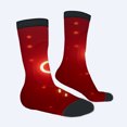 thumbnail image 2 of Four Seasons Universal Socks (2 Pairs) - Unisex Trendy Socks with Illuminated Circular Pattern on Red Background Black Cuffs & Gray Soles Mixed Colors for All Seasons, 2 of 5