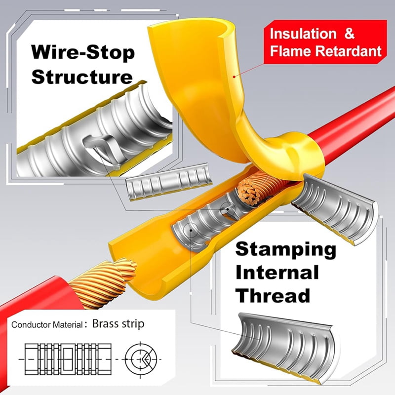 400Pcs Wire Butt Splice Connectors Kit, 22-10 AWG Electrical Crimp Terminal Connector Fully Insulated Wiring