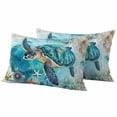 thumbnail image 2 of Pack of 2 Outdoor Pillow Covers 20x12 Inch Waterproof Turquoise Turtle Throw Pillow Covers,Decorative Couch Pillow Shams Protectors Farmhouse Coastal Starfish Seaweeds Patio Cushion Pillowcases, 2 of 8