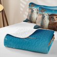 thumbnail image 4 of Manfei Summer Beach Cat Quilt King, Alpaca Animal King Coverlet Set, Blue Orange, 3-Piece, 1 Bedspread and 2 Pillowcases, 4 of 7