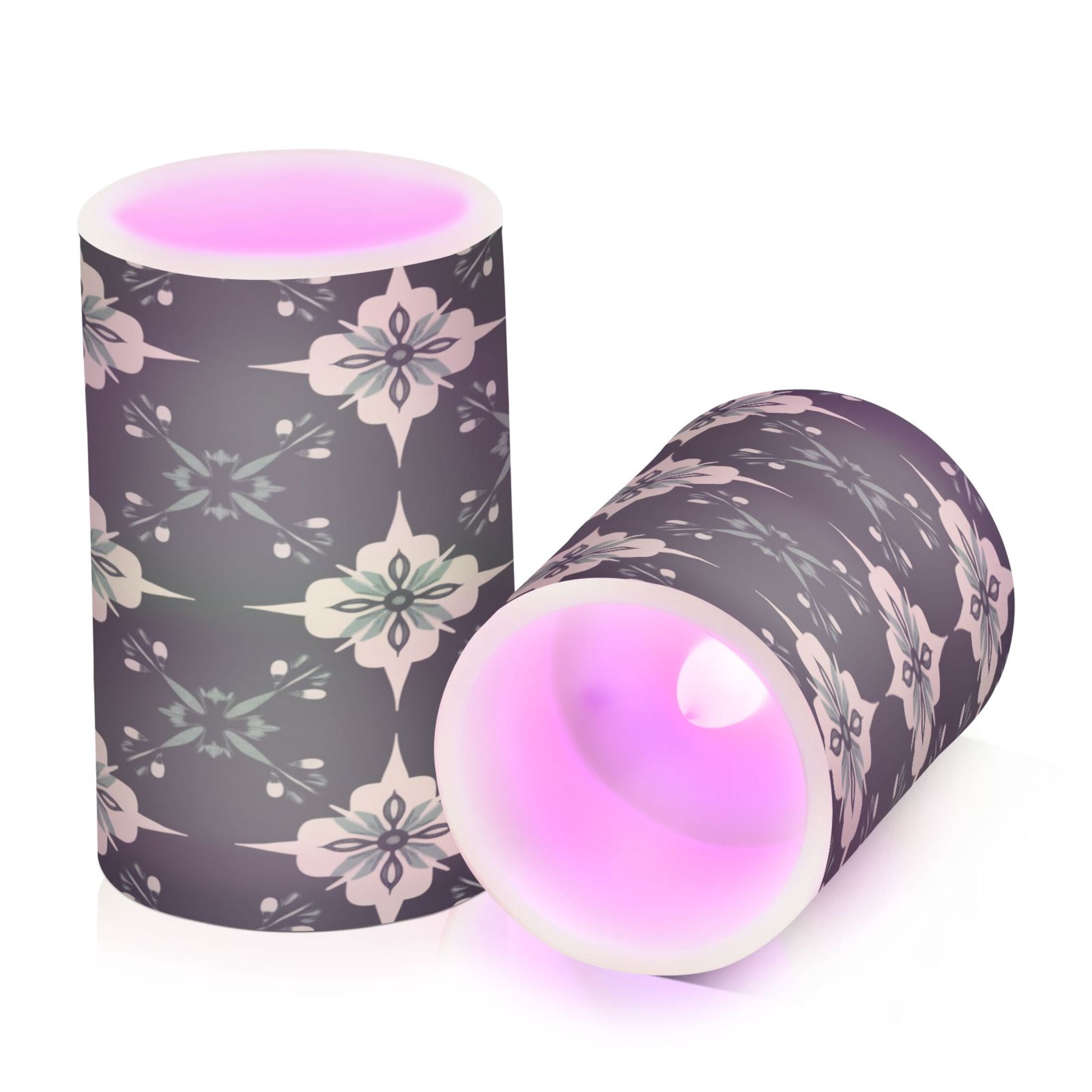 WOBOGO Size Combo Candle Flickering Flameless with Remote Control and Timer for Romantic Atmosphere A Pattern Of Dark Green Geometric Shapes