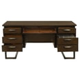 thumbnail image 3 of BenJara Mars 66 Inch Executive Desk with 6 Drawer, Mahogany Wood, Dark Brown, 3 of 5
