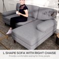 thumbnail image 4 of HOMCOM L-Shape Sofa with Right Chaise Lounge and Rubber Wooden Legs, Grey, 4 of 10