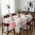 thumbnail image 6 of Red Orange Coastal Table Cloth Waterproof Tablecloths, Summer Beach Coral Shell Ocean Tablecloth Dining Table Cover for Kitchen Party Tabletop Outdoor, Rectangle Tablecloth 60x102 Inch, 6 of 9