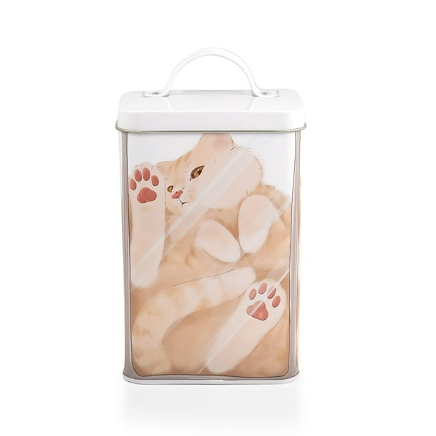 Cat In A Box Storage Tin Metal Food Storage Container Perfect For